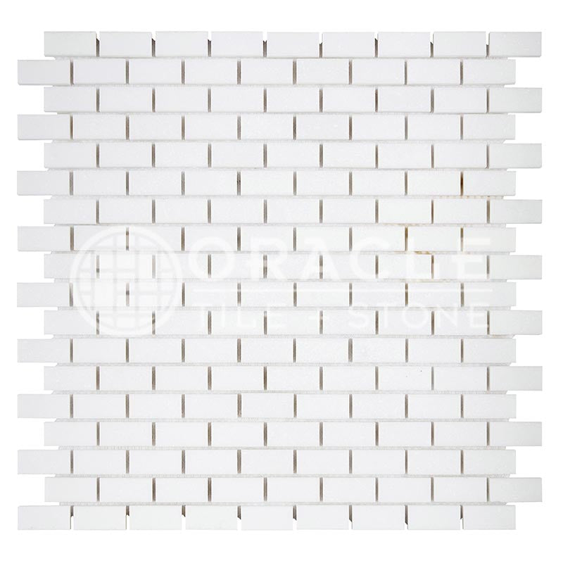 Thassos White (Greek)	Marble	5/8" X 1 1/4"	Mini-Brick Mosaic