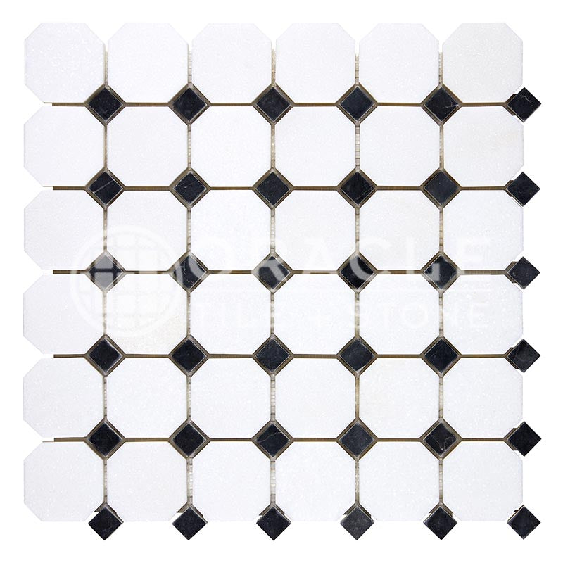 Thassos White (Greek)	Marble	-	Octagon Mosaic (w/ Black)