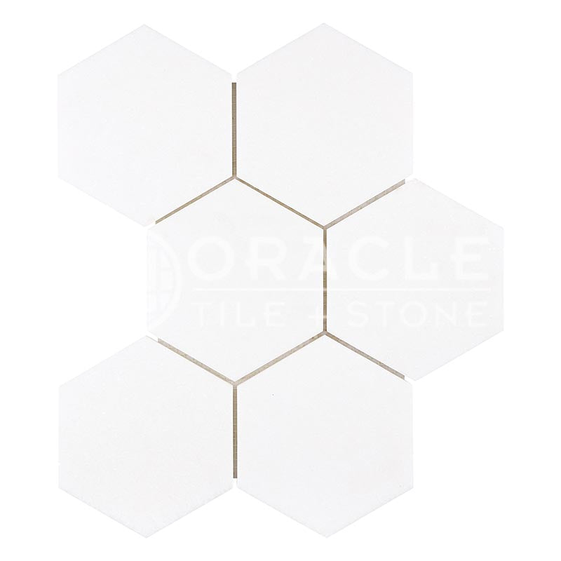 Thassos White (Greek)	Marble	5" X 5"	Hexagon Mosaic