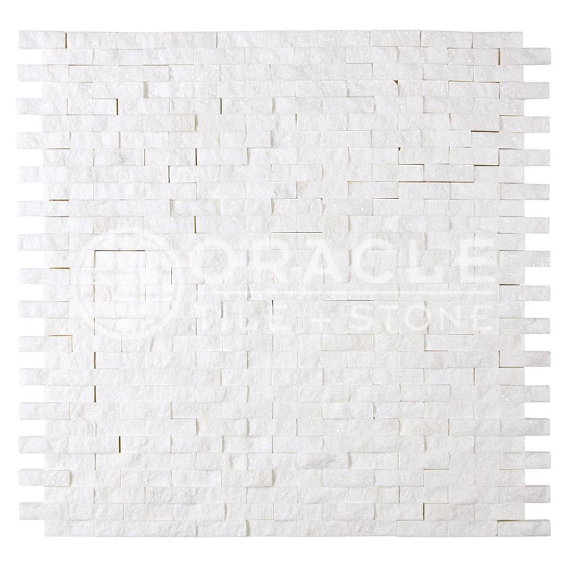 Thassos White (Greek)	Marble	3/8" X 1"	Mini-Brick	Split-faced