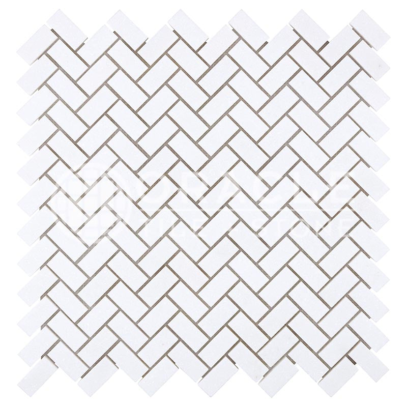 Thassos White (Greek)	Marble	5/8" X 1 1/4"	Herringbone (Mini) Mosaic
