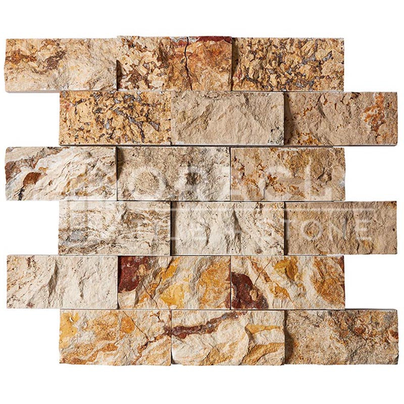 Valencia	Travertine	2" X 4"	Brick Mosaic	Split-faced