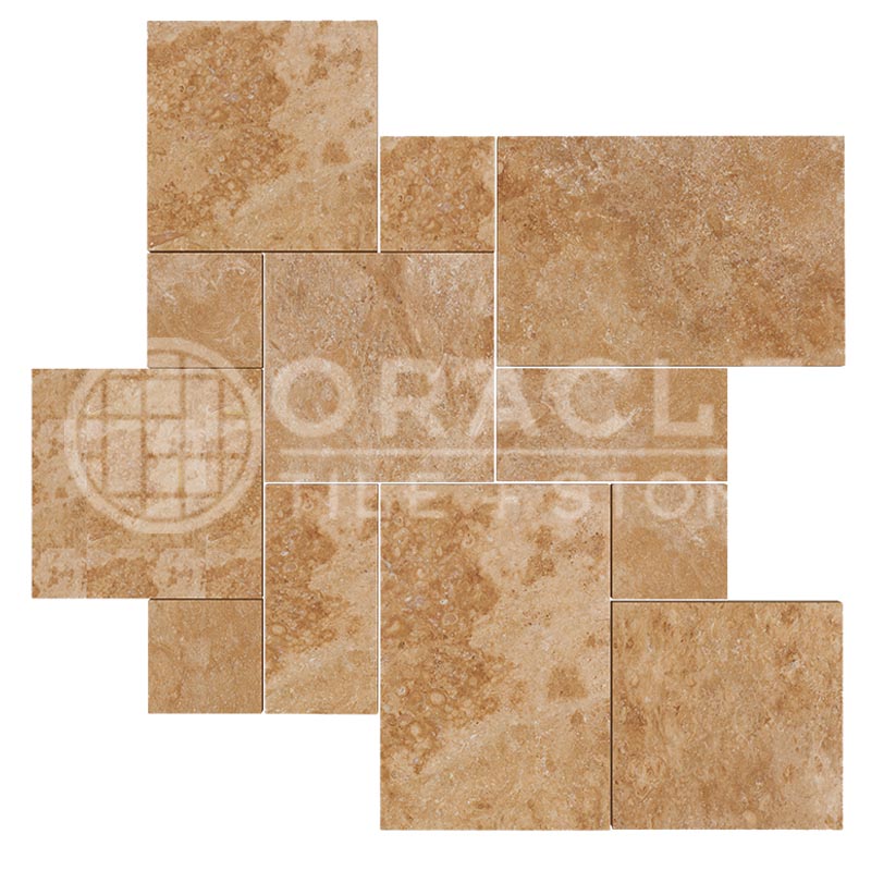 Walnut Travertine - Versailles / French Pattern Field Tile - (8 sq. ft. / bundle)