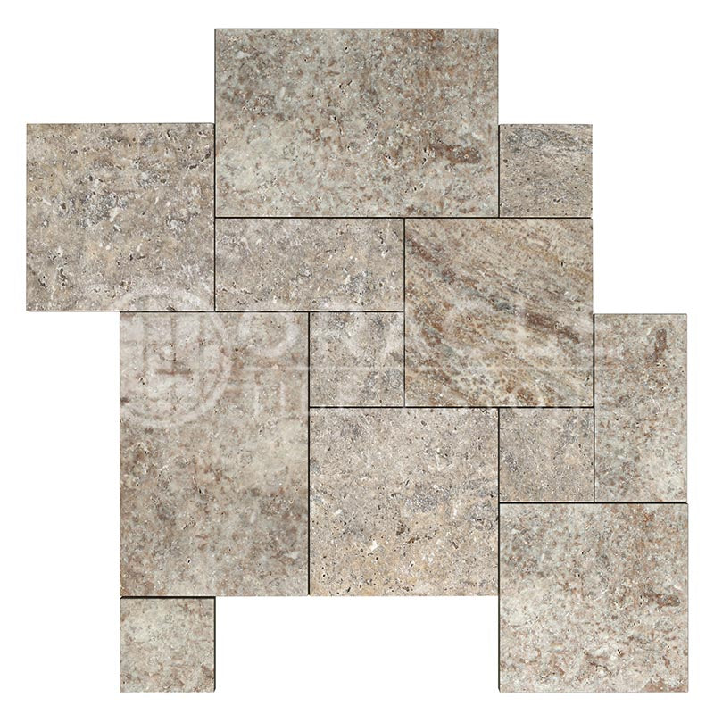 Silver Travertine - French Pattern - Paver Tile (3 cm / 1 1/4" Thickness)