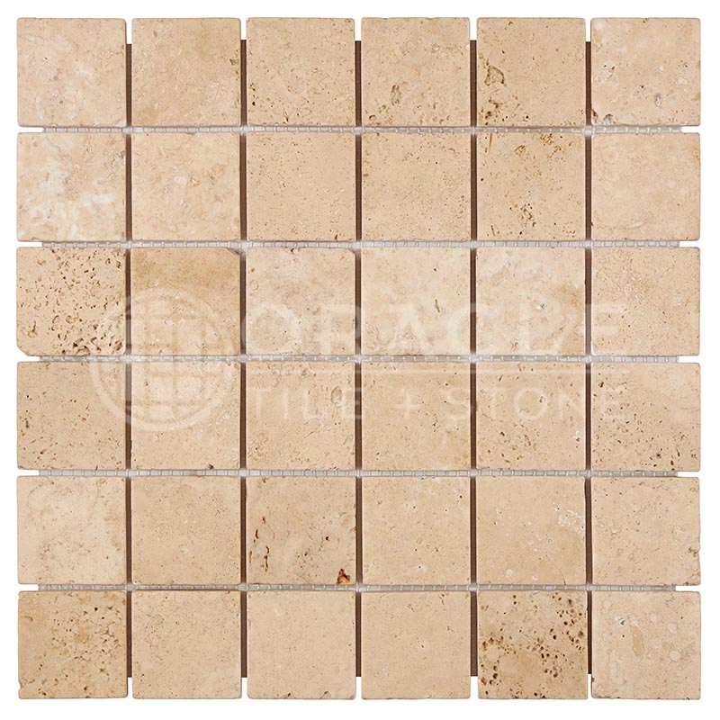 Walnut Travertine - 2" X 2" Mosaic Tile
