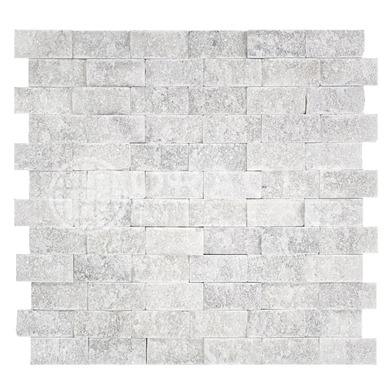 Oriental White (Asian Statuary) Marble - 1" X 2" Brick Mosaic Tile