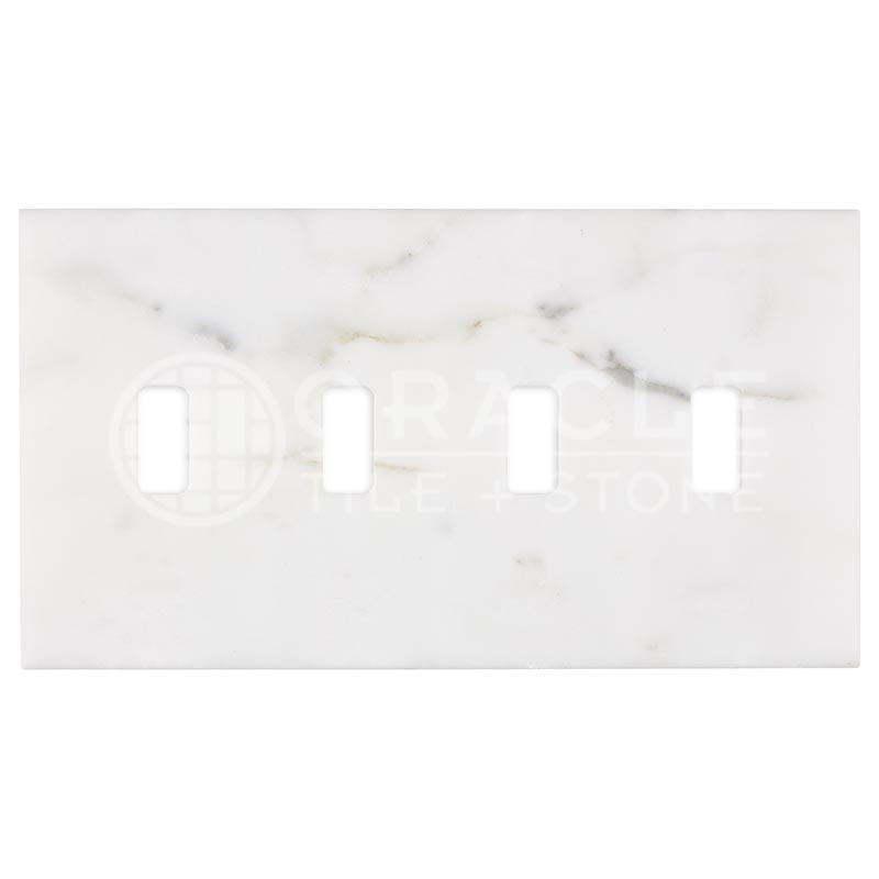 Italian Calacatta Gold Marble - Quadruple Toggle Switch Plate Cover