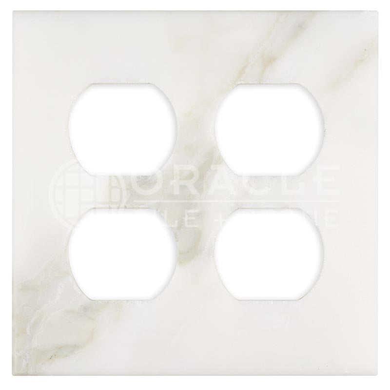 Italian Calacatta Gold Marble - Double Duplex Switch Plate Cover