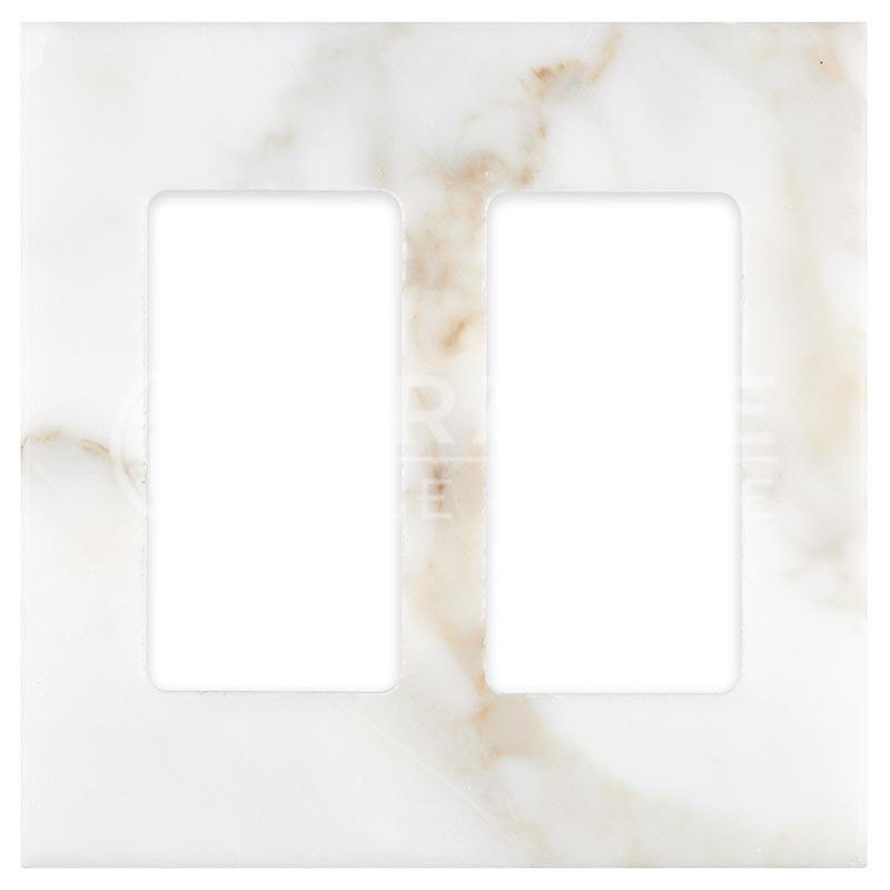 Italian Calacatta Gold Marble - Double Rocker Switch Plate Cover
