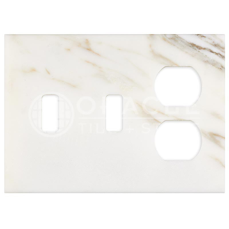 Italian Calacatta Gold Marble - Double Toggle Duplex Switch Plate Cover