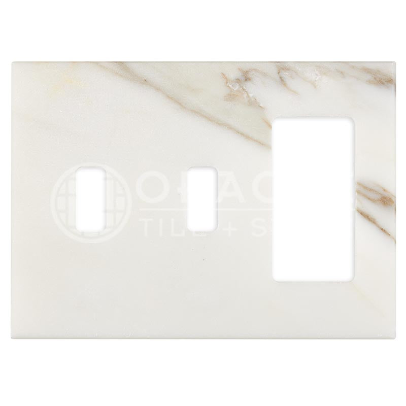 Italian Calacatta Gold Marble - Double Toggle Rocker Switch Plate Cover