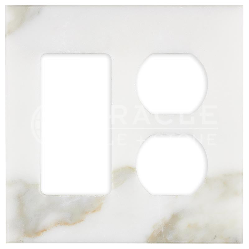 Italian Calacatta Gold Marble - Rocker Duplex Switch Plate Cover