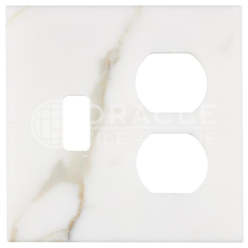 Italian Calacatta Gold Marble - Toggle Duplex Switch Plate Cover