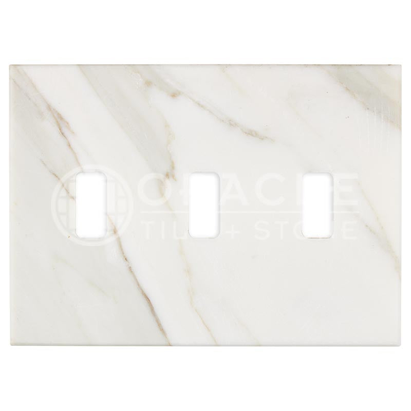 Italian Calacatta Gold Marble - Triple Rocker Switch Plate Cover