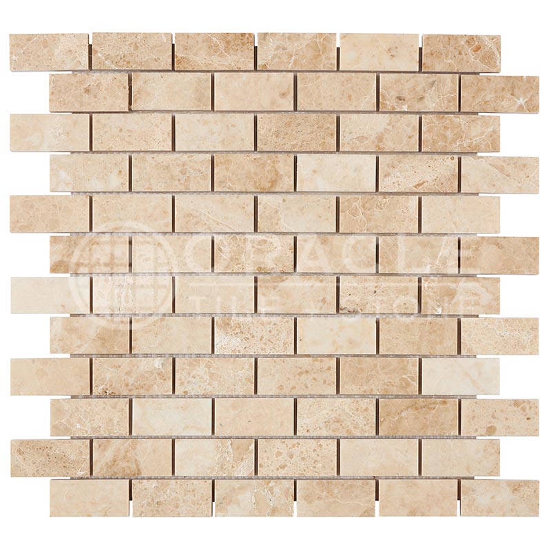 Cappuccino Marble - 1" X 2" Brick Mosaic Tile