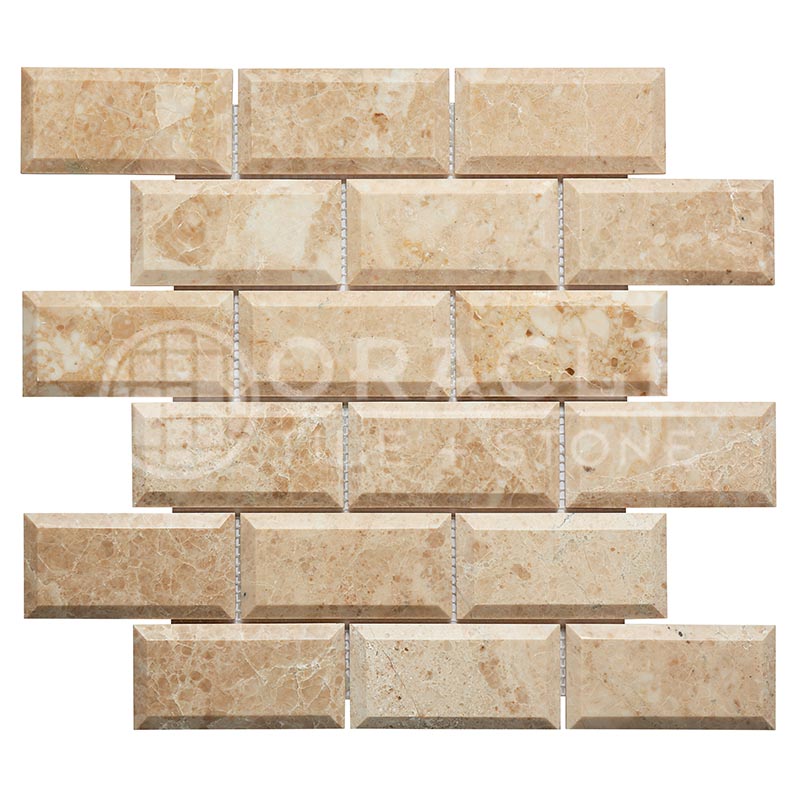 Cappuccino Marble - 2" X 4" Brick Mosaic Tile