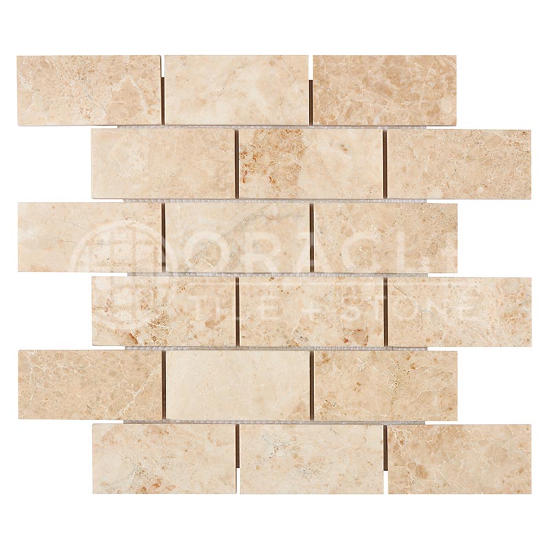 Cappuccino Marble - 2" X 4" Brick Mosaic Tile