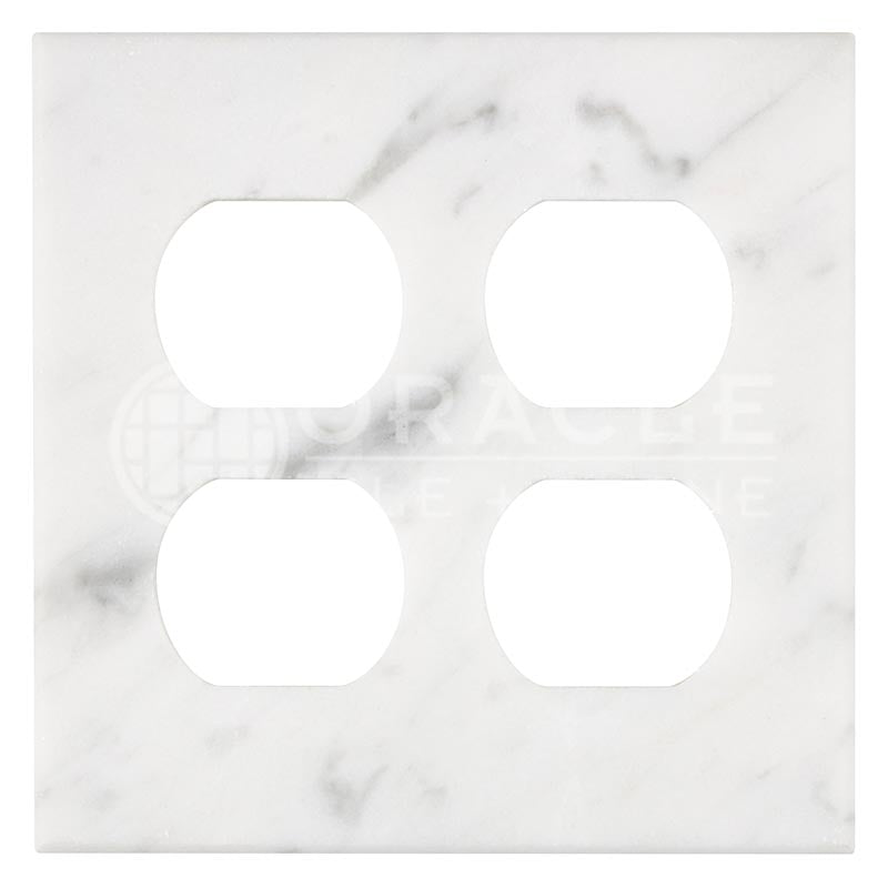 Italian Carrara White Marble - Double Duplex Switch Plate Cover