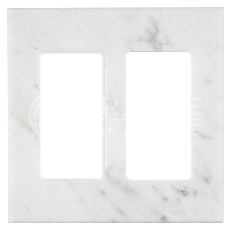 Italian Carrara White Marble - Double Rocker Switch Plate Cover