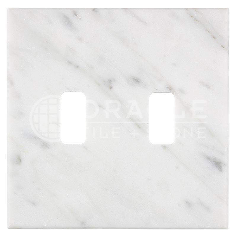 Italian Carrara White Marble - Double Toggle Switch Plate Cover