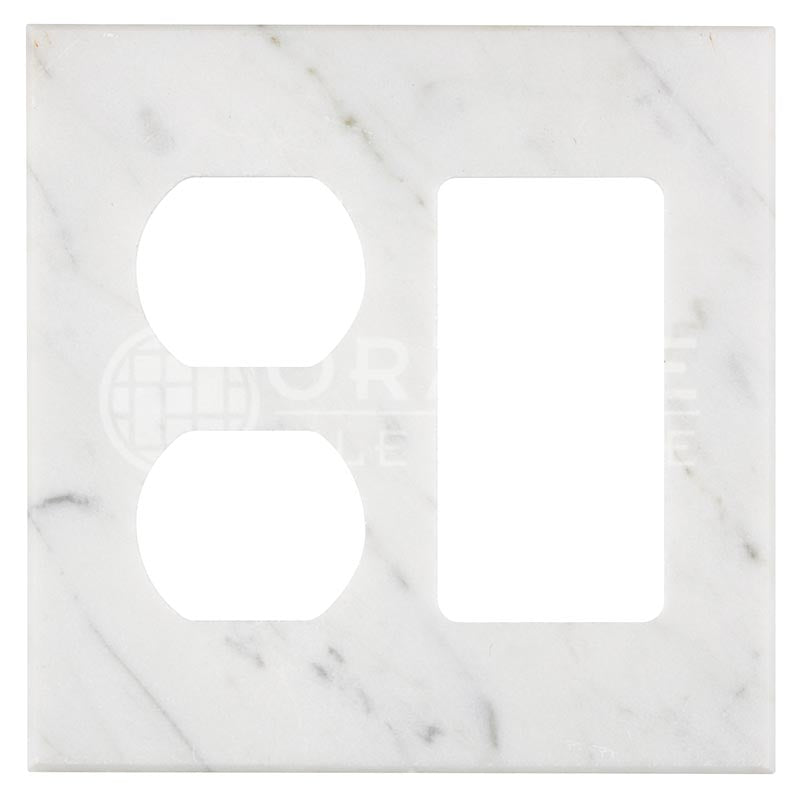 Italian Carrara White Marble - Rocker Duplex Switch Plate Cover