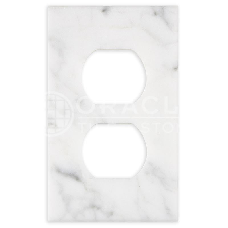 Italian Carrara White Marble - Single Duplex Switch Plate Cover with Screw