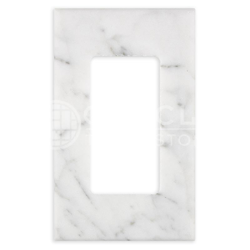 Italian Carrara White Marble - Single Rocker Switch Plate Cover with Screw