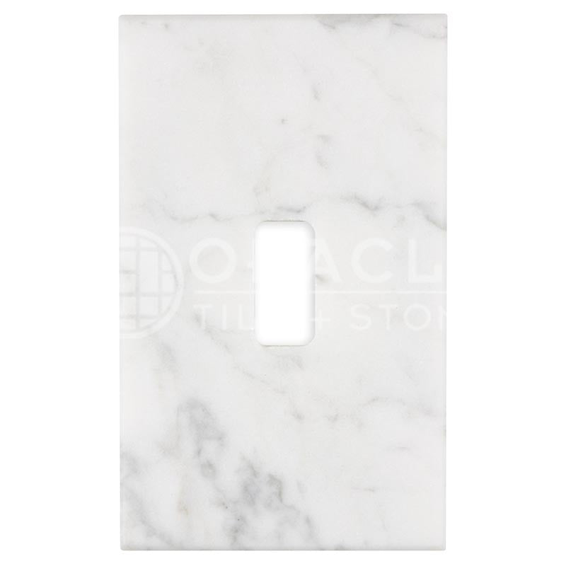 Italian Carrara White Marble - Single Toggle Switch Plate Cover with Screw