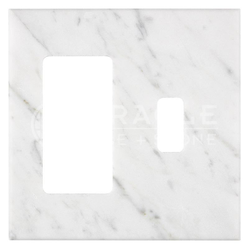 Italian Carrara White Marble - Toggle Rocker Switch Plate Cover with Screw