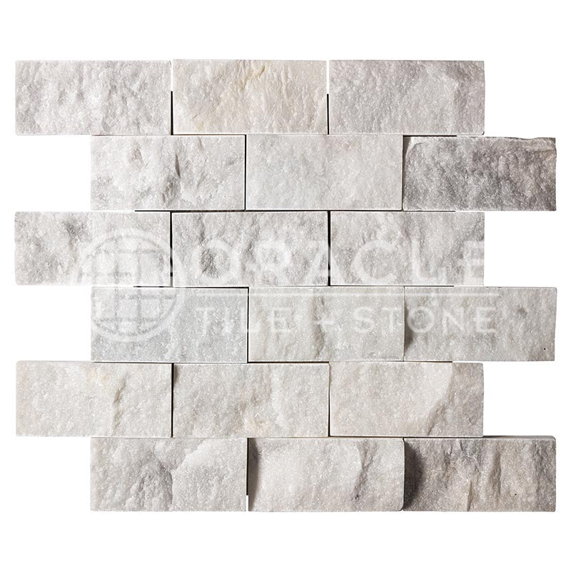 Italian Carrara White Marble - 2" X 4" Brick Mosaic Tile