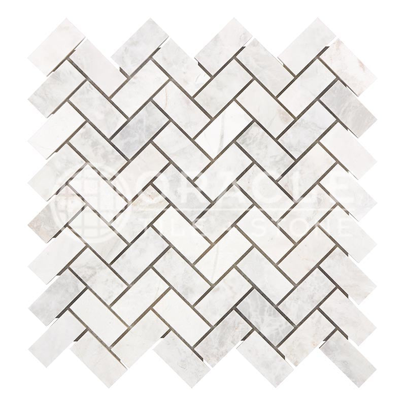 Bianco Congelato Dolomite - Herringbone (1" X 2") Mosaic Tile
