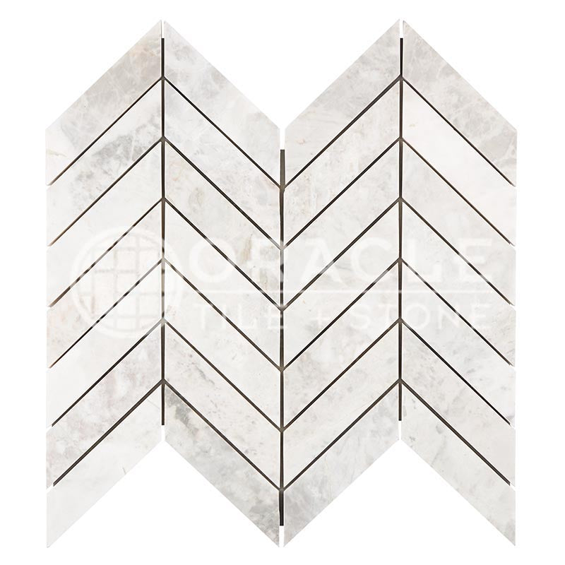 Bianco Congelato Dolomite - Chevron Mosaic Tile