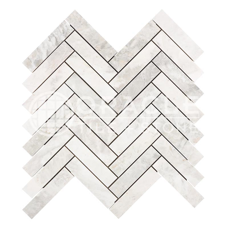 Bianco Congelato Dolomite - Herringbone (1" X 4") Mosaic Tile