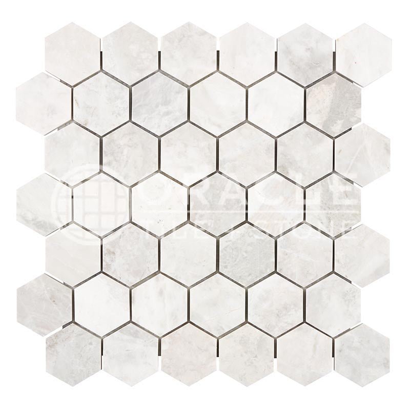 Bianco Congelato Dolomite - 2" Hexagonal Mosaic Tile