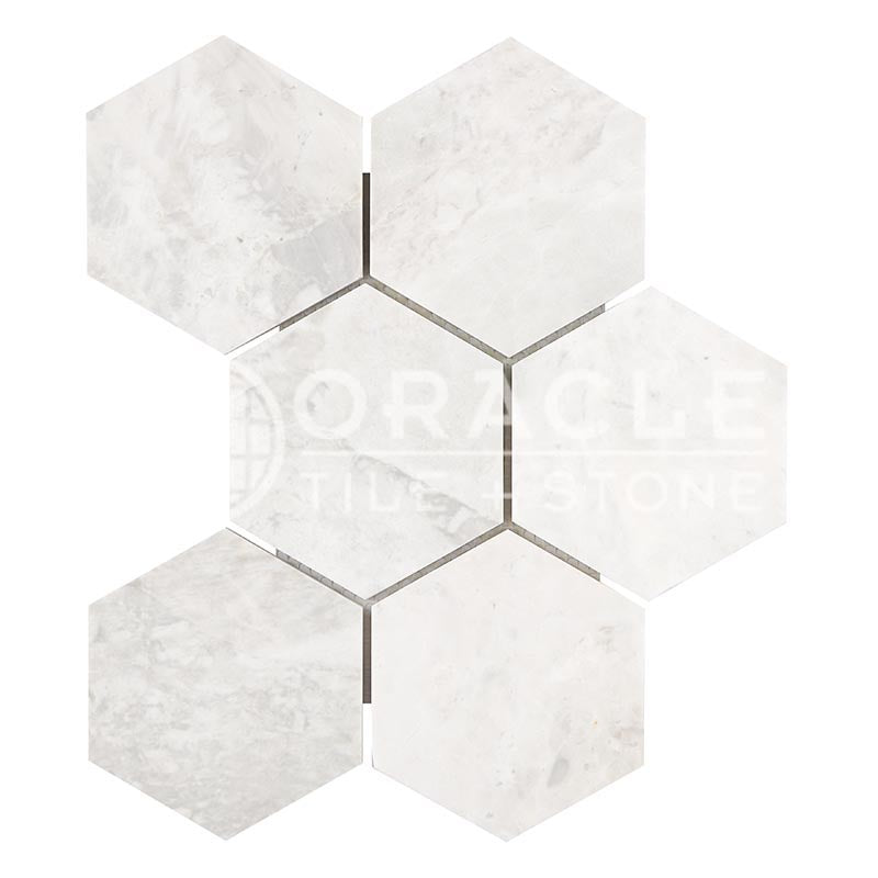 Bianco Congelato Dolomite - 4" Hexagonal Mosaic Tile