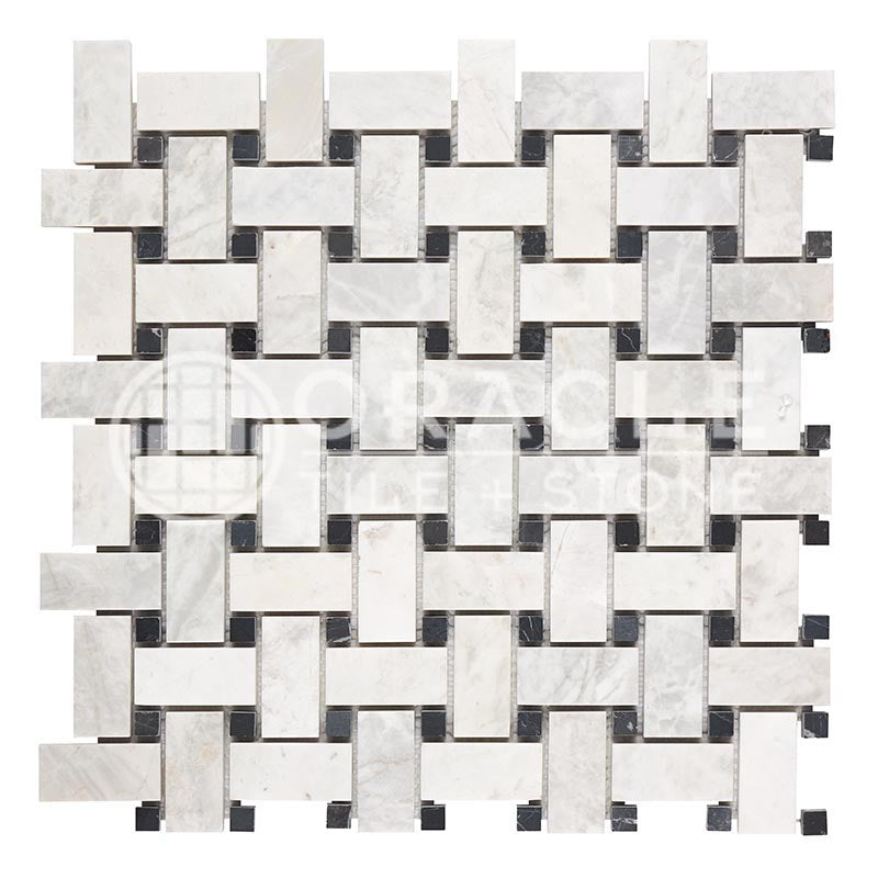 Bianco Congelato	Dolomite	-	Basketweave Mosaic w/ Black	Leathered