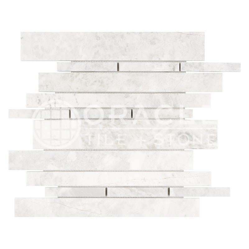 Bianco Congelato Dolomite - Random-Strip (Manhattan) Mosaic Tile