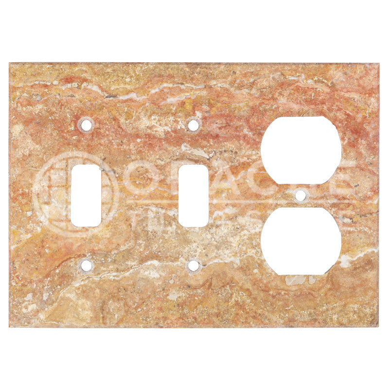 Scabos Travetine - 2 Toggle Duplex Switch Plate Cover with Screw