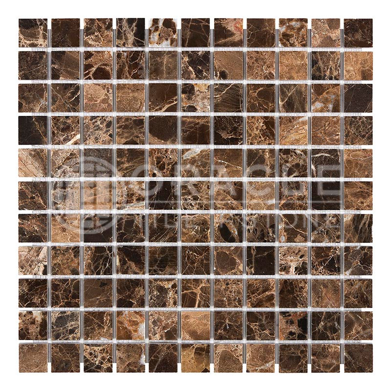 Emperador Dark Marble - 1" X 1" Mosaic Tile