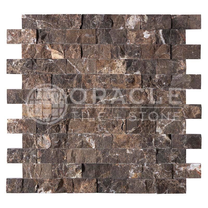 Emperador Dark (Spanish)	Marble	1" X 2"	Brick Mosaic	Split-faced