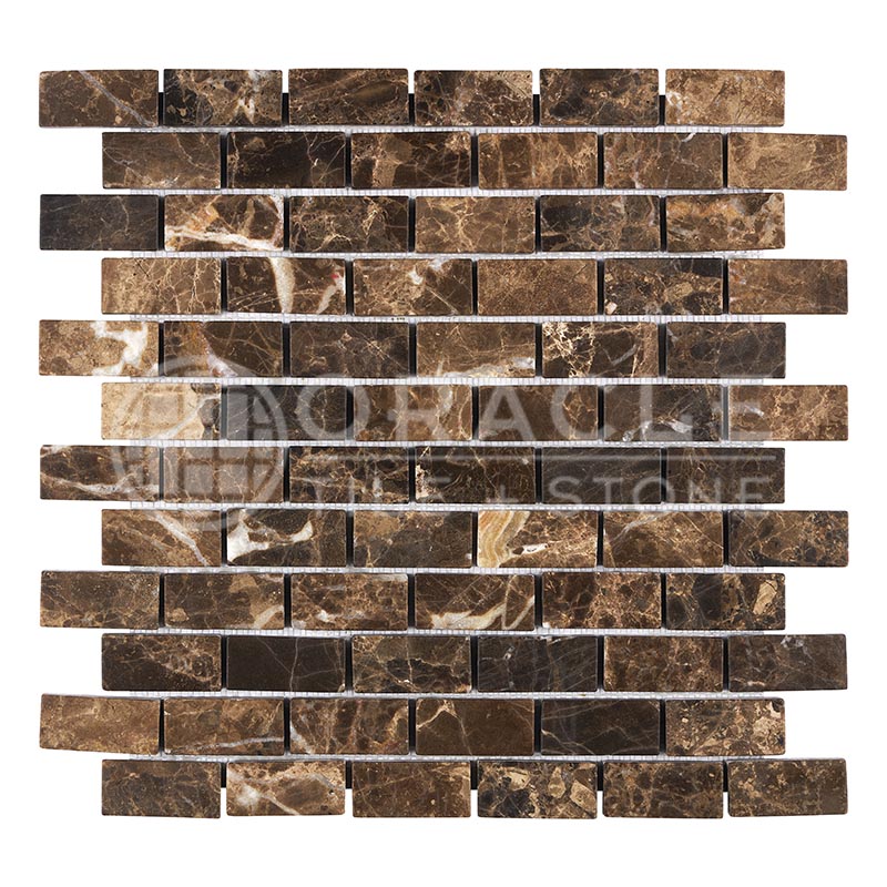 Emperador Dark (Spanish)	Marble	1" X 2"	Brick Mosaic	Tumbled