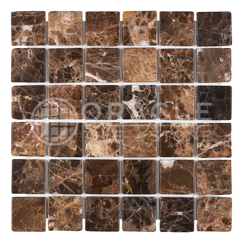 Emperador Dark Marble - 2" X 2" Mosaic Tile