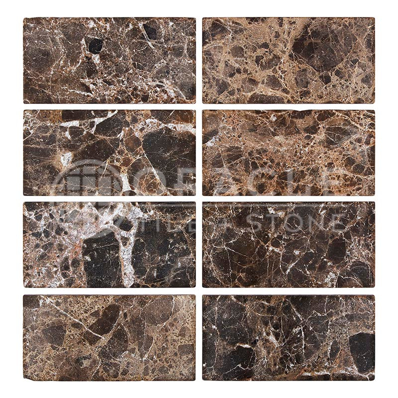 Emperador Dark Marble - 3" X 6" Rectangular Field Tile