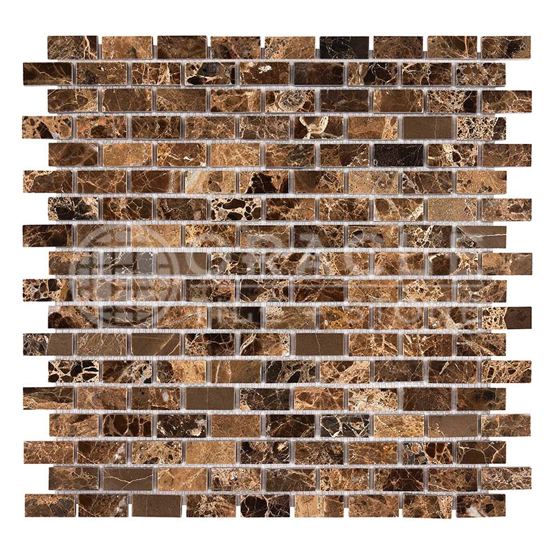 Emperador Dark Marble - Mini-Brick (5/8" X 1 1/4") Mosaic Tile