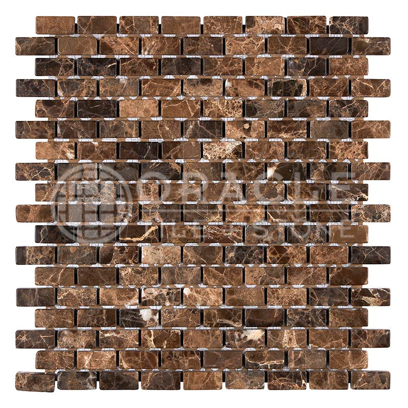 Emperador Dark (Spanish)	Marble	5/8" X 1 1/4"	Mini-Brick Mosaic	Tumbled