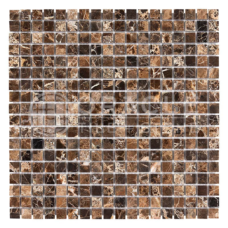 Emperador Dark Marble - 5/8" X 5/8" Mosaic Tile