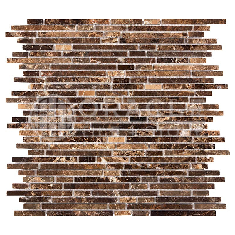 Emperador Dark Marble - Bamboo / Matchsticks Mosaic Tile