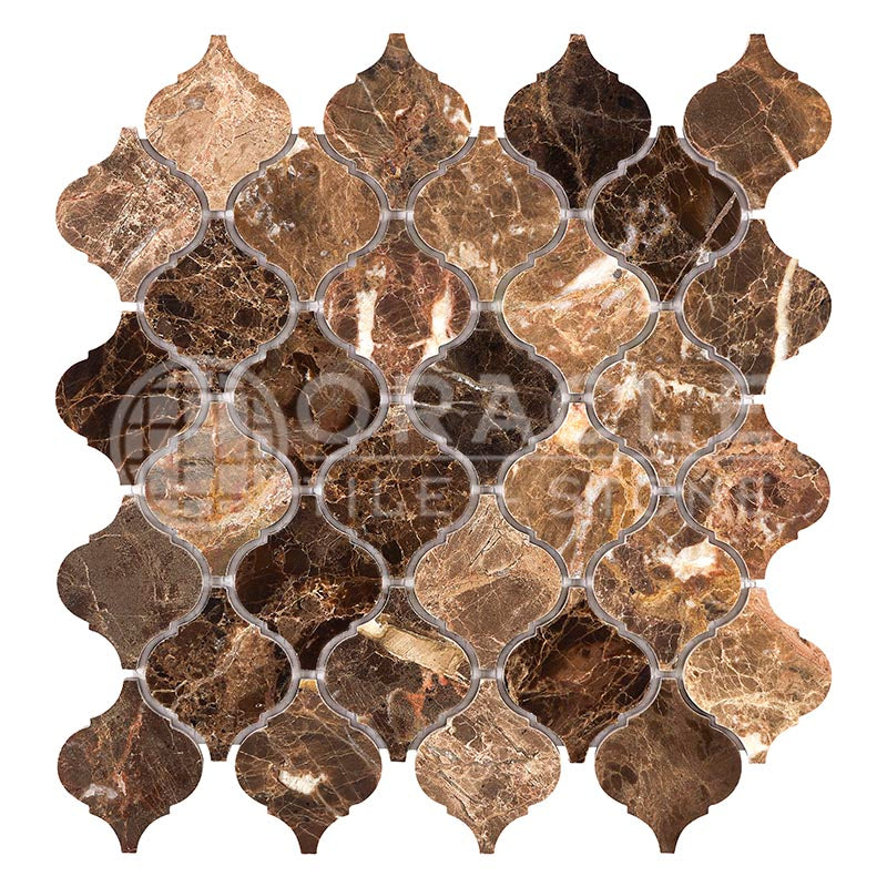 Emperador Dark Marble - Lantern (Arabesque) Mosaic Tile
