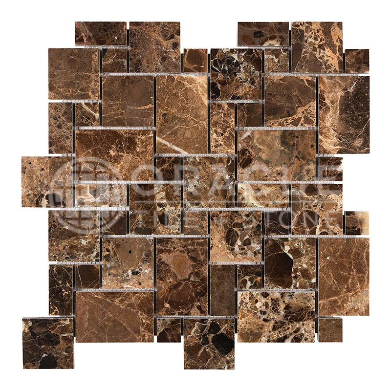 Emperador Dark Marble - Mini-Versailles Pattern Mosaic Tile