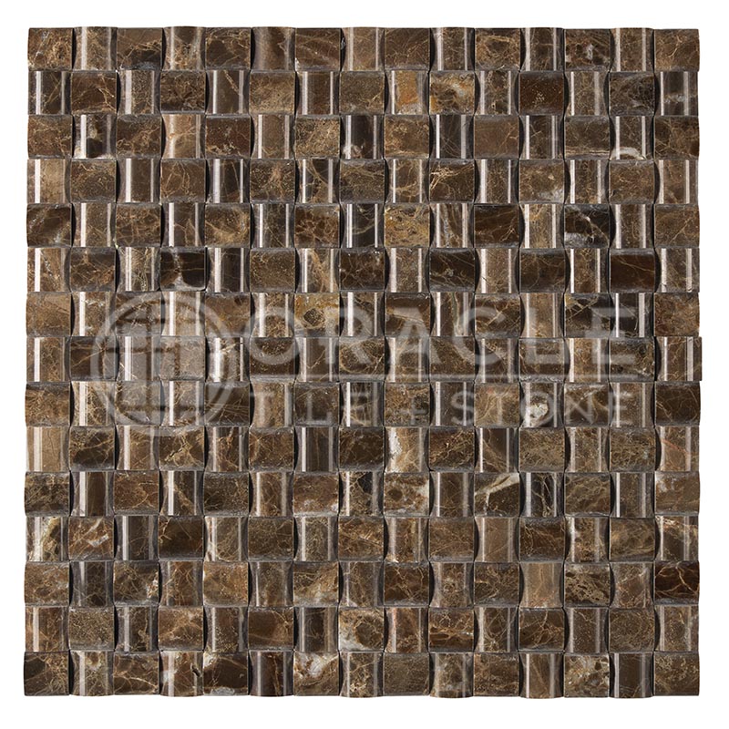 Emperador Dark Marble - 3-D Small-Bread Decorative Mosaic Tile